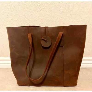 Authentische braune dicke Ledertasche - Bild 1 von 2
