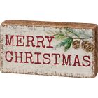 Merry Christmas Primitives by Kathy Wood Block Sign 4.5 in x 2.5 in