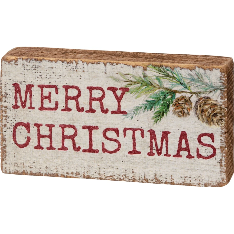 Merry Christmas Primitives by Kathy Wood Block Sign 4.5 in x 2.5 in - Image 1 of 1