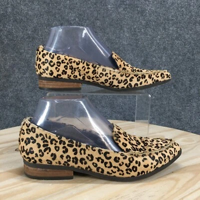 Sapatos femininos Dr Scholls 6 M m mocassins couro marrom biqueira pontiaguda leopardo casual - Imagem 1 de 4