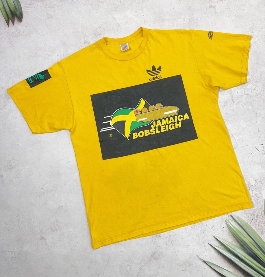 Vintage Jamaica Bobsleigh T-Shirt Adidas by Jerzees Yellow size XL - Image 1 of 4