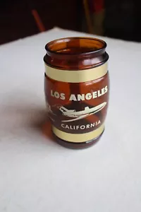 Vintage Los Angeles Airport Boing 727 Plane Amber Glass Beer Mug VGC - Picture 1 of 3