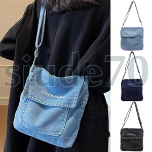 Women Denim Crossbody Bag Shoulder Purse Vintage Jean Handbags Travel Hobo Tote - Picture 1 of 8