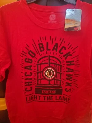 Camiseta grande cepillada vintage CHICAGO BLACKHAWKS-NHL "Light the Lamp" para hombre nueva con etiquetas Foto 1 de 4