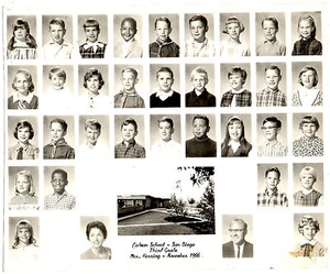 1966 Third Grade Grammar School Class Photo -San Diego, Ca. Cadman School - Picture 1 of 1