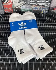 Adidas LARGE Unisex Original Trefoil 6er Pack Cushioned Quarter Socken weiß NEU - Bild 1 von 2