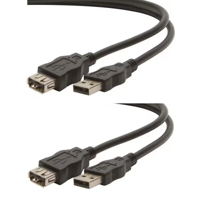 USB 2.0 Extension Cable Black 1m (3.3 ft.) (Two Pack) New - Image 1 of 2