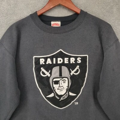 Vtg Nutmeg Los Angeles Raiders Sweatshirt Mens Large Faded Black Pullover Crew - Image 1 of 4