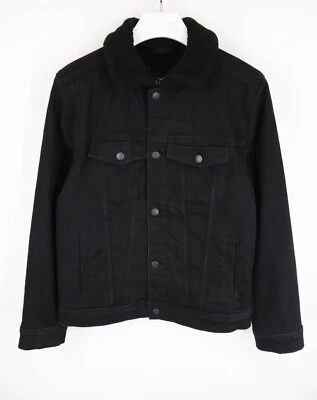 HOLLISTER Epic Flex Jacket Men's SMALL Denim Sherpa Lined Buttoned Black - Image 1 of 4