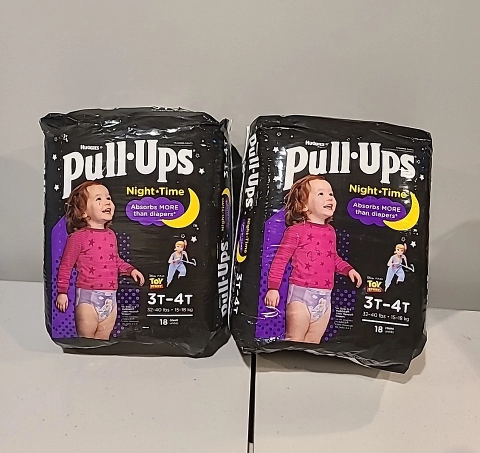 2 -Calças/roupas íntimas de treinamento Huggies Nightime pull ups meninas 3t-4t 18ct CADA (36) - Imagem 1 de 1