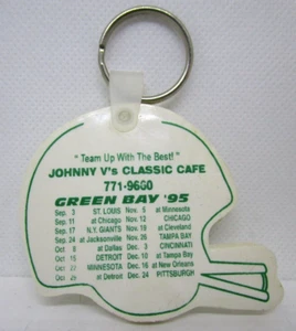 Vintage Green Bay Packers Football Schedule Key Chain 1995 Johnny V's West Allis - Picture 1 of 2