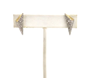 ALEXIS BITTAR SMALL PYRAMID TWO TONE CRYSTAL ENCRUSTED POST EARRINGS - Picture 1 of 6