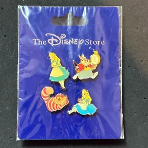 Japan Disney Store Alice Mini 4 Pin Set #2 Cheshire Cat White Rabbit - Picture 1 of 1