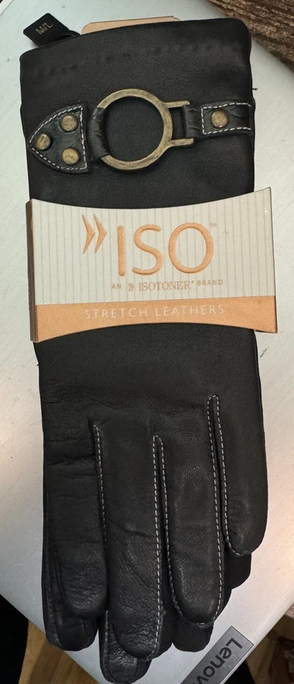 Iso by Isotoner Black Suede Leather LARGE A663M
