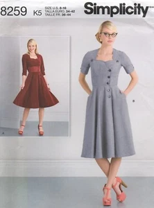 Simplicity Sewing Pattern 8259 Dress Sweetheart or Scallop Neck Size 8 - 16 New - Picture 1 of 13