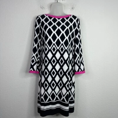 Vestido Joseph Ribkoff Mujer Talla 10 Negro Blanco Geométrico Bloques de Color Artístico Carrera Foto 1 de 4