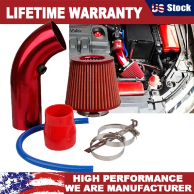 Air Intake Kit Red Pipe Diameter 3" + Cold Air Intake Filter + Clamp Accessories - Image 1 of 4