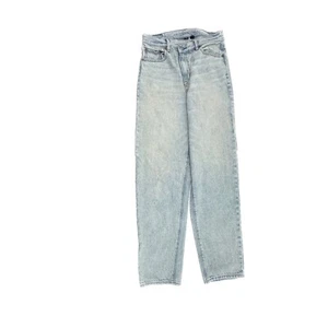 American Eagle Highest Rise Baggy Straight Slanted Zipper Women size 4 Blue Jean - Picture 1 of 6