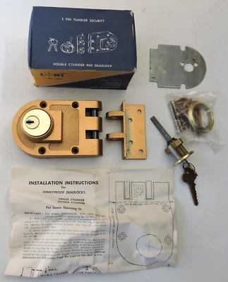 NUEVO De Colección Lori 1250 Heavy Duty Deadbolt Montaje en Superficie Resistente Hecho en EE. UU. Foto 1 de 4