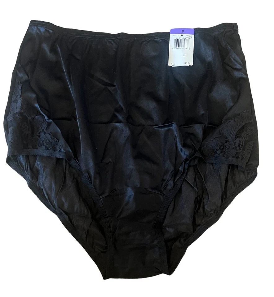 Calcinha Vanity Fair renda poliéster vintage 13001 renda preta nova com etiquetas tamanho 8 - Imagem 1 de 4
