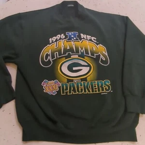 Vtg Green Bay Packers Sweatshirt Crewneck Large NFC Champs 1996 NFL Football 90s - Picture 1 of 10
