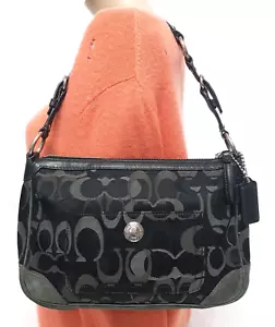 COACH CHELSEA SIGNATURE Y2K BLACK JACQUARD SUEDE PURSE HANDBAG 2172 - Picture 1 of 13