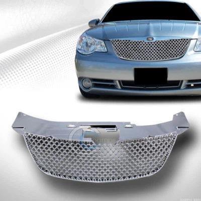 Fits 07-10 Chrysler Sebring Chrome Mesh Front Bumper Grill Grille Guard ABS Foto 1 de 2