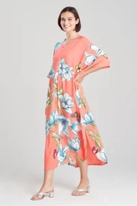 NATORI Wild Poppy Zip Caftan (size 1X) - Picture 1 of 3