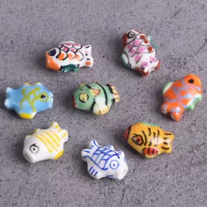 5 Stck. Fischform 12x15 mm Handarbeit Malerei Keramik Porzellan Lose Perlen Menge - Bild 1 von 13