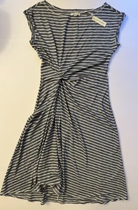 Max Studio Sheath Dress Striped Soft Knit w/Cap Sleeve Asymmetrical sz X-Small - Picture 1 of 9