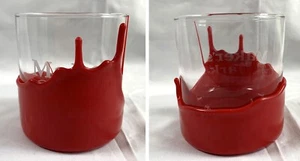 Makers Mark Bourbon Whisky Rocks Glase Etched Red Wax 8 oz Logo Covered - Picture 1 of 7