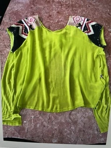 Guess Marciano green sequin open back blouse size m Spot shown  - Picture 1 of 7