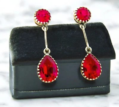 PENDIENTES RUBÍ ESTILO ANTIGUO DE 6 QUILATES DE PLATA DE LEY 925 CREADOS EN LABORATORIO #656 Foto 1 de 2