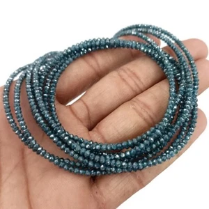 Filo di perline rondelle sfaccettate diamante blu naturale 2-2,5 mm per gioielli fatti a mano - Foto 1 di 7