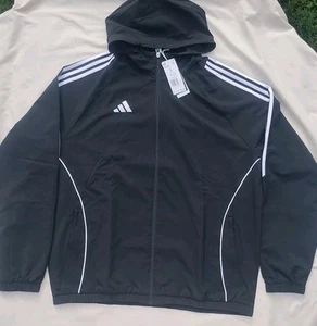 Adidas Tiro 24 Windbreaker Full Zip Hooded Black Jacket Men Size Large NWT - Picture 1 of 2