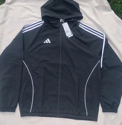 Adidas Tiro 24 Windbreaker Full Zip Hooded Black Jacket Men Sz Large New w/ Tags - Image 1 of 2