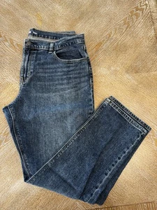 Old Navy Dark Denim Boyfriend Mid Rise Pants Sz 12 waist 36” Inseam 27” Tapered - Picture 1 of 7