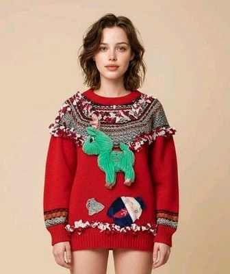 Suéter de Navidad Feo Hecho a Mano Abuela Fue Arrancado por Reno ¡Ridículo! Foto 1 de 4