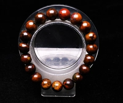 Brazalete de cuentas redondas de piedras preciosas de Namibia de pietersita amarilla natural de 10,8 mm AAA Foto 1 de 4