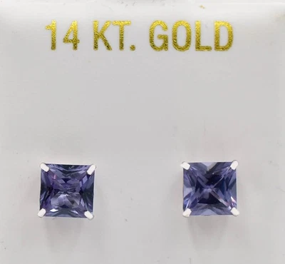 LAB создал AAA 2,26 карата ALEXANDRITE серьги-гвоздики 14k твердое белое золото - новый с Ярлыками - Изображение 1 из 4