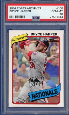2014 Topps Archives #100 BRYCE HARPER Nationals/Phillies PSA 10 GEM MINT - Image 1 of 4