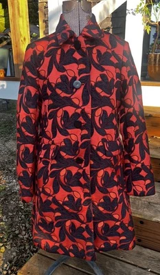 Ann Taylor Vine печати Топпер Jacquard пальто - оранжевый и черный миниатюрный средний - Изображение 1 из 4