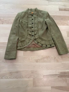 Cynthia Cynthia Steffe Women Linen Size 6 Blazer Olive Old Money Quiet Luxury - Picture 1 of 7