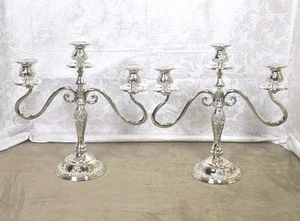 Vintage Godinger Baroque Silver Plated 2Pc Three Light Candelabras/box   - Picture 1 of 21