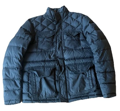 Timberland Duck Down Puffer Coat Jacket Full Zip Black Men's Large Pockets Y2K - Image 1 of 4
