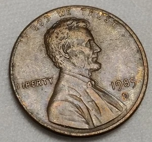 1985 D Lincoln Penny Error Coin Extra Line Die Break reverse Rim Line & IIBERTY - Picture 1 of 13