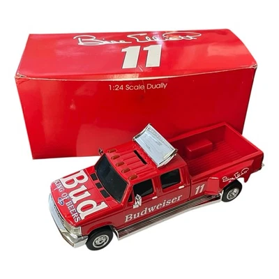 Bill Elliott 11 Budweiser Racing 1:24 Scale Ford F350 Dually Pickup Bank Action - Image 1 of 4