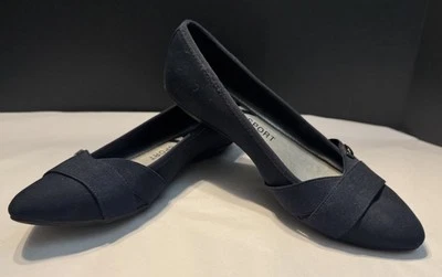 Sapatilhas de balé femininas Anne Klein esporte azul marinho 6 ajuste confortável elástico novas sem etiquetas - Imagem 1 de 4