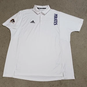 East Carolina Pirates Adidas Polo Shirt Mens XL White Team Issued Spell Out - Picture 1 of 5