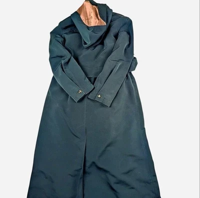 Fleet Street emerald and gold vintage trench raincoat removable lining Size 6p - Image 1 of 4